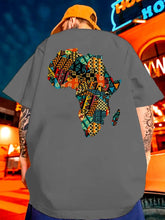 Men's Africa Outline Colorful Geometric Print T-Shirt - Soft 100% Cotton Loose Fit Casual Tee for Gym, Sports & Daily Wear